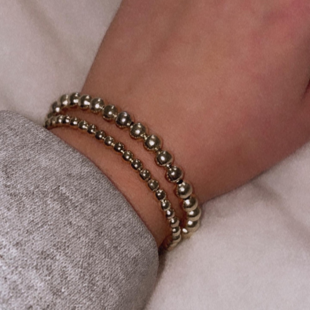 Gold Beaded Bracelet Set! All handmade!